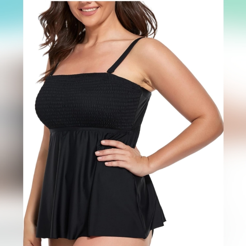 Fullfitall Tankini Top Printed Swimwear Bathing Suit Tank Bandeau (No Bottom)